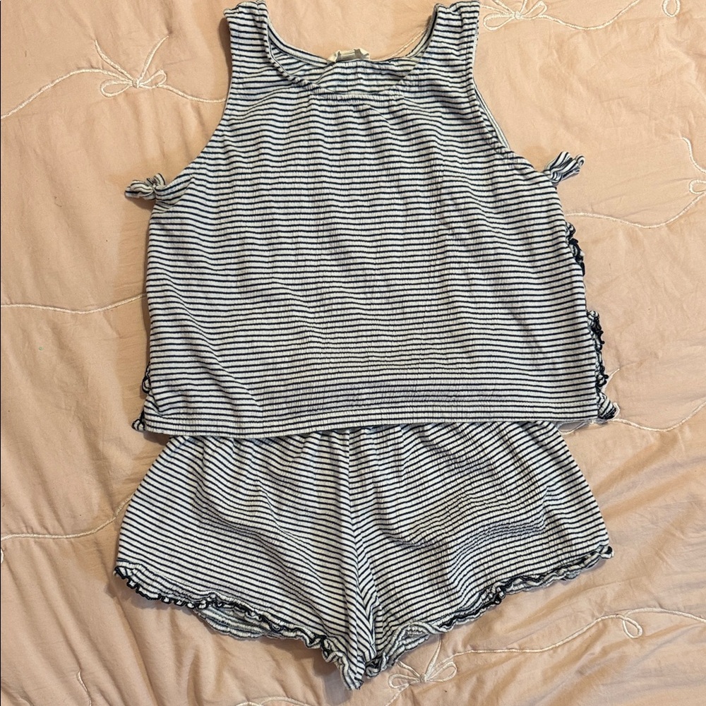 Jessica Simpson Navy and White Striped Tank Top